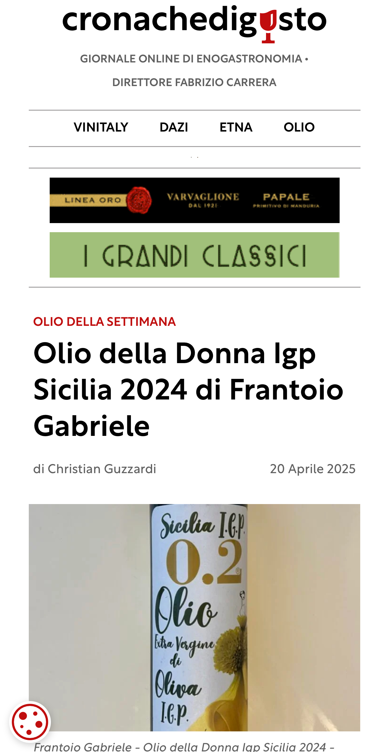 “Olio 0.2 SU Cronache di Gusto: UNA STORIA DI QUALITÀ, PASSIONE FEMMINILITÀ” 🫒✨